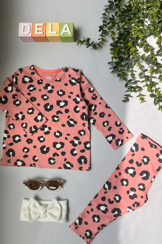 ست بلوز شلوار کبریتی پلنگی دخترانه