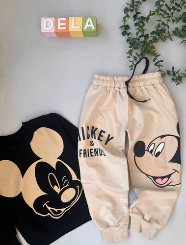 ست بلوز شلوار دور لاکرا دار میکی موس